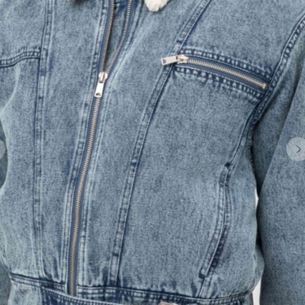 WARM FUZZY FEELING Women's Shearling collar denim Winter jean jacket - Picture 5 of 10